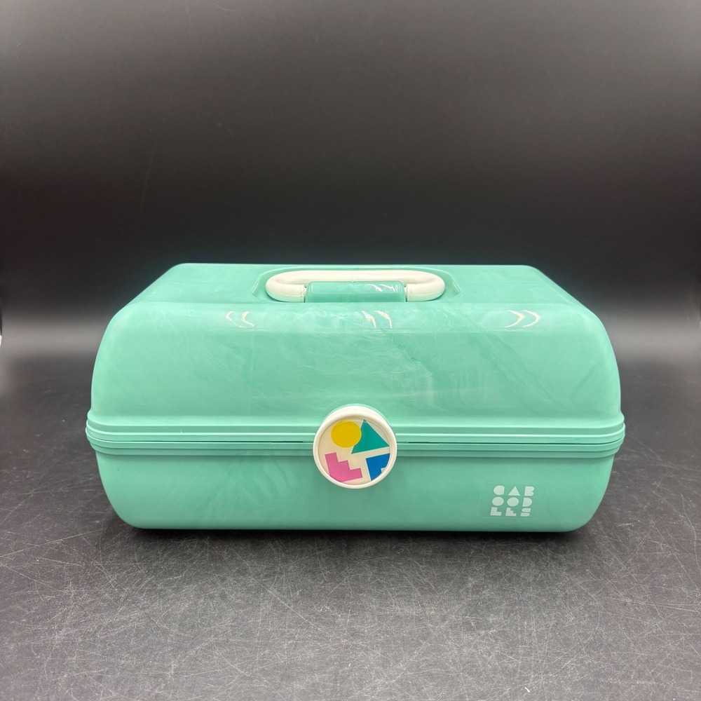 Caboodles Makeup Case Women OS Green Excellent Vintage 90s Marbled Organizer